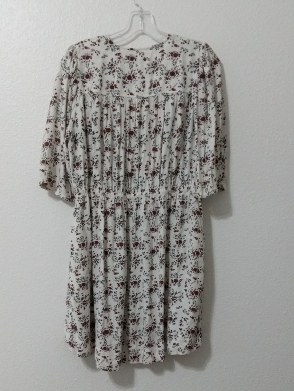 Ganni Cream Mini Dress with Brown Floral Print - Picture 5 of 7